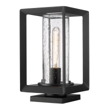Golden 2073-OPR NB-SD - Golden Lighting Smyth 1-light Outdoor Pier Mount in Natural Black and Seeded Glass